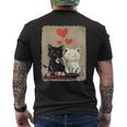 Kawaii Cat Couple Valentines Day Anime Cat Couple Heart Cat Men's T-shirt Back Print