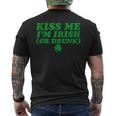 Kiss Me I'm Irish Or Drunk Shamrock Drinking Beer Men's T-shirt Back Print