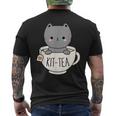 Kit-Tea Cute Kitten In Tea Cup Cat Lover Cat Pun Men's Back Print T-Shirt