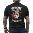 Komme Was Wolle Ich Schaf Das Landwirt Bauernhof Motivation T-Shirt mit Rückendruck