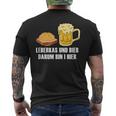 Leberkas Und Bier Darum Bin I Hier Leberkäse Sauf Slogan T-Shirt mit Rückendruck