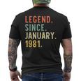 Legend Since January 1981 40Th Birthday 40 Years Old Men's T-shirt Back Print