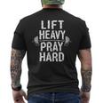 Lift Heavy Pray Hard Jesus Gym Weightlifter Deadlift Men's T-shirt Back Print