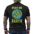 Peas On Earth Pun Peace World Globe Earth Day Men's Back Print T-Shirt