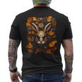 Rabbit Autumn Leaves Animal Art Robot Graphic Hare Men's Back Print T-Shirt