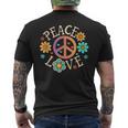 Retro 60s 70s Groovy Hippie Flowers Peace Sign Peace Love Men's Back Print T-Shirt