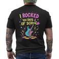 I Rocked 100 Days Of School Celebration 100Th Rock Guitar Men's T-shirt Back Print