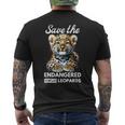 Save The Endangered Amur Leopard Watercolor Cute Cub Men's Back Print T-Shirt Save The Endangered Amur Leopard Watercolor Cute Cub Men's Back Print T-Shirt
