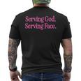 Serving God Serving Face Christian Quotes Men's Back Print T-Shirt