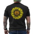 Sunflower Peace Sign Floral Hippie Love Retro Flower Peace Men's Back Print T-Shirt