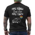 Trabi Ddr Two Stroke Two Eggs Two Hands T-Shirt mit Rückendruck