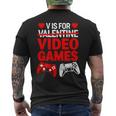 V Is For Video Games Controller Valentine's Day Boys Men's T-shirt Back Print