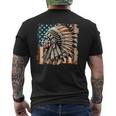 Vintage Native American Indian Chief American Usa Flag Men's T-shirt Back Print