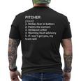 Word Definition Baseball Quotes Pitcher Vocabulary Men's Back Print T-Shirt