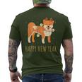 Happy Shiba Dog Celebrates New Year's Eve In Christmas Lights T-Shirt mit Rückendruck