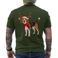 Santa Claus Beagle Reindeer Light Christmas T-Shirt mit Rückendruck