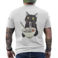 Cat Eating Ramen Vintage Japanese Noodles Men's T-shirt Back Print