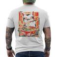 Cat Ramen Noodle Japanese Backprint T-Shirt mit Rückendruck