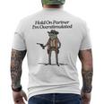 Hold On Partner I'm Overstimulated Cowboy Frogintage Gray T-Shirt mit Rückendruck