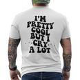 I'm Pretty Cool But I Cry A Lot Retro Trendy On Back Gray T-Shirt mit Rückendruck