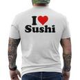 Japanese Food I Love Heart Sushi T-Shirt mit Rückendruck