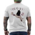 Sakura Chat Noir Fleurs Fleurs De Cerisier Phases Lunaires T-shirt imprimé au dos