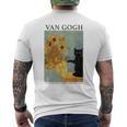 Van Gogh Black Cat With Sunflowers Cat Men's T-shirt Back Print