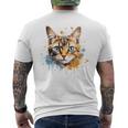 Watercolour Cat Portrait Adorable Animal Lover Gray T-Shirt mit Rückendruck