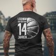 14Th Birthday Retro Basketball Player 14 Years Boy Boys T-Shirt mit Rückendruck Geschenke für alte Männer