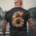 6 Year Old Blocks Building Master Builder 6Th Birthday Boy Men's T-shirt Back Print Gifts for Old Men