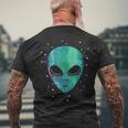 Alien Head Starry Night Sky Fun T-Shirt mit Rückendruck Geschenke für alte Männer