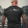 Athlète Natation Plonger Nager Battement De Coeur Nageur T-shirt imprimé au dos Cadeaux pour les vieillards