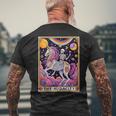 The Audacity Tarotkarte Regenbogen Skelett Einhorn Liebhaber T-Shirt mit Rückendruck Geschenke für alte Männer