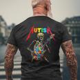 Autism Skeleton Guitar Player Rock Music Autism Awareness Men's T-shirt Back Print Gifts for Old Men