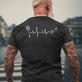 Badminton Heartbeat Shuttlecock Ecg Badminton Player T-Shirt mit Rückendruck Geschenke für alte Männer