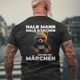 Bear Half Man Half Bear Fairy Tale Partner T-Shirt mit Rückendruck Geschenke für alte Männer