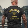 Beekeeper Rule 1 If I Run You Run Bees Honey Beekeeping Men's Back Print T-Shirt Gifts for Old Men