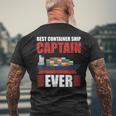 Best Container Ship Captain Ever Seafarer Cargo Ship Men's Back Print T-Shirt Gifts for Old Men