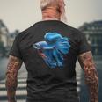 Blue Betta Fish And Siamese Betta Fish Tank Owner T-Shirt mit Rückendruck Geschenke für alte Männer