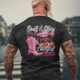 Boots & Bling Its A Cowgirl Thing Pink Black Cowgirl Melanin Men's T-shirt Back Print Gifts for Old Men