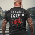 With Brother Siblings Family Tractor Stolzer Bruder T-Shirt mit Rückendruck Geschenke für alte Männer