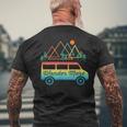 Camping Retro Camper Van Vintage Sunset Mountains RV Men's Back Print T-Shirt Gifts for Old Men