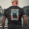 Cat Pew Pew Madafakas Retro Vintage Men's T-shirt Back Print Gifts for Old Men