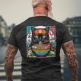 Cats Ramen Noodle Japanese Anime Kawaii Cat Men's T-shirt Back Print Gifts for Old Men Cats Ramen Noodle Japanese Anime Kawaii Cat Men's T-shirt Back Print Gifts for Old Men