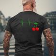 Cherry Heartbeat Cherries Fruits Ecg Pulse T-Shirt mit Rückendruck Geschenke für alte Männer