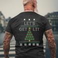 Christmas Let's Get Lit Tree Knit Ugly Sweater Men's Back Print T-Shirt Gifts for Old Men
