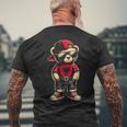 Cool Albanischer Teddybär Albanien Flagge Outfit Street T-Shirt mit Rückendruck Geschenke für alte Männer