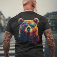 Cool Bear Portrait With Sunglasses Watercolour Bear T-Shirt mit Rückendruck Geschenke für alte Männer