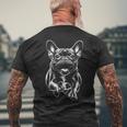 Cute French Bulldog In Run As Cool Portrait T-Shirt mit Rückendruck Geschenke für alte Männer