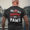 Cute Hearts Dog Cat Puppy Owner My Valentine Has Paws Men's Back Print T-Shirt Gifts for Old Men